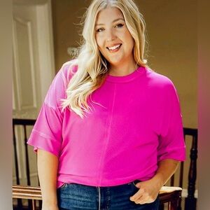 Hot Pink Ribbed Knit Flowy Top size 3X